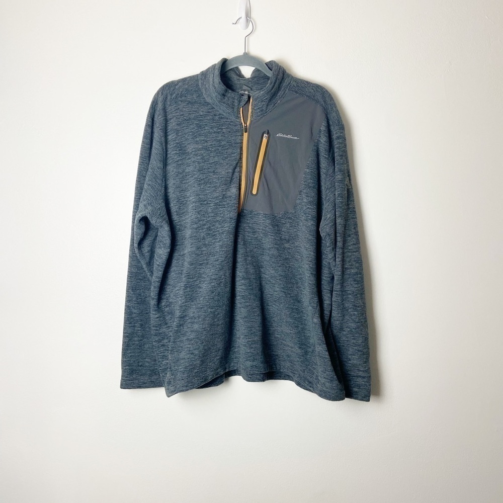 EDDIE BAUER • Men’s First Ascent Fleece Grey Quarter Zip Pullover Size 2XL
